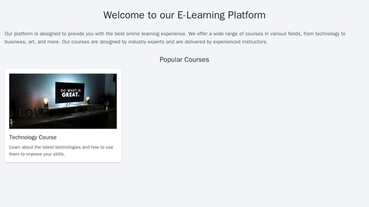 E-Learning Platform: A modern design with a central section for popular courses, a left sidebar for course categories an Web Template 4159