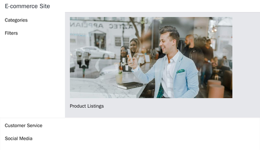 E-commerce Site: A two-column layout with a left sidebar housing categories and filters, a large main image taking up mo Web Template 4638