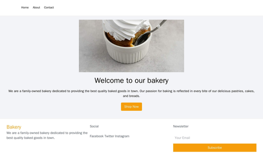 E-commerce Site for a Bakery: A full-width background image of a baked good, with a horizontal navigation bar at the top Web Template 3057