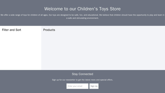 E-commerce Store for Childrens Toys: A playful layout with a colorful background, a large header image showcasing toys,  Web Template 4933