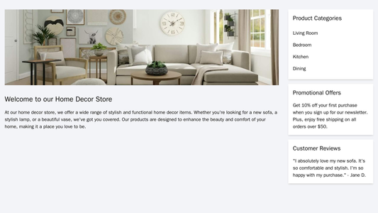 E-commerce Store for Home Decor: A grid layout with a prominent banner image, sidebar filters for product categories, an Web Template 4485