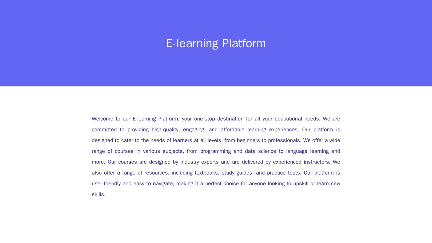 E-learning Platform: A clean, open design with a large, centered logo at the top. The layout features a search bar, a co Web Template 4619