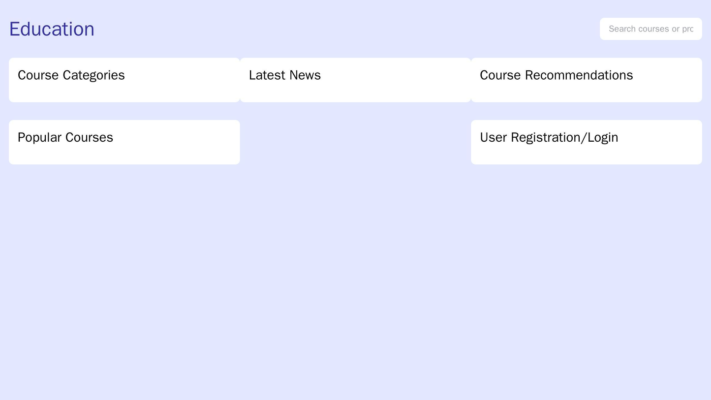 Education: A modern, interactive design featuring a prominent search bar at the top, making it easy for users to find co Web Template 2139