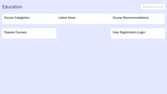 Education: A modern, interactive design featuring a prominent search bar at the top, making it easy for users to find co Web Template 2139