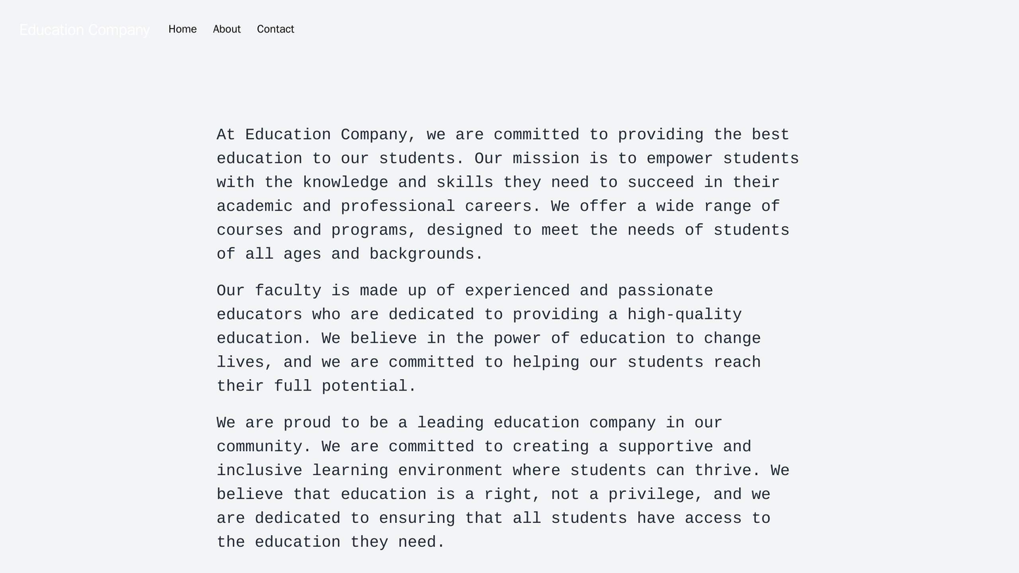 Education Company: A bright, engaging design with a left sidebar displaying information about courses and programs, a pr Web Template 4606