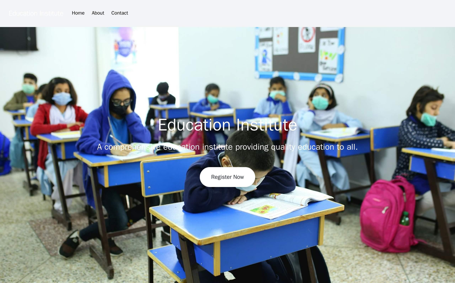 Education Institute: A visually stimulating layout with a full-width background image of a classroom or a library. Navig Web Template 3298