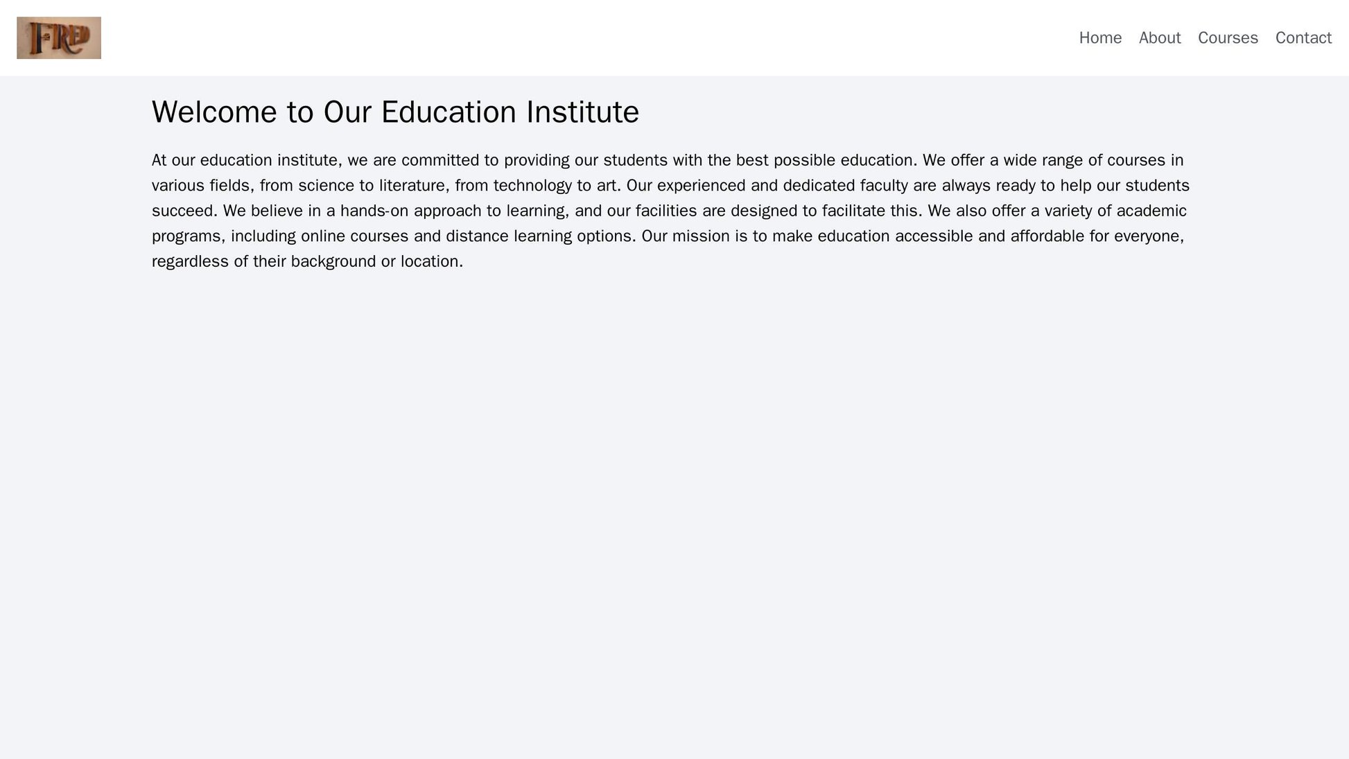 Education Institute: A professional and informative design with a centered logo, horizontal navigation menu, and a clean Web Template 3382