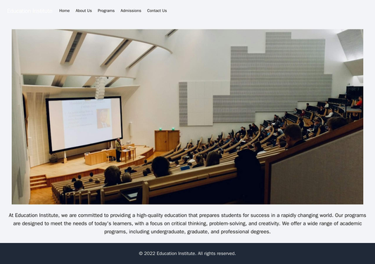 Education Institute: A clean and modern design with a left-aligned, horizontal menu for Home, About Us, Programs, Admiss Web Template 3884