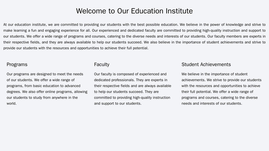 Education Institute: A professional and informative design with a full-width header image of a classroom or library. The Web Template 4057