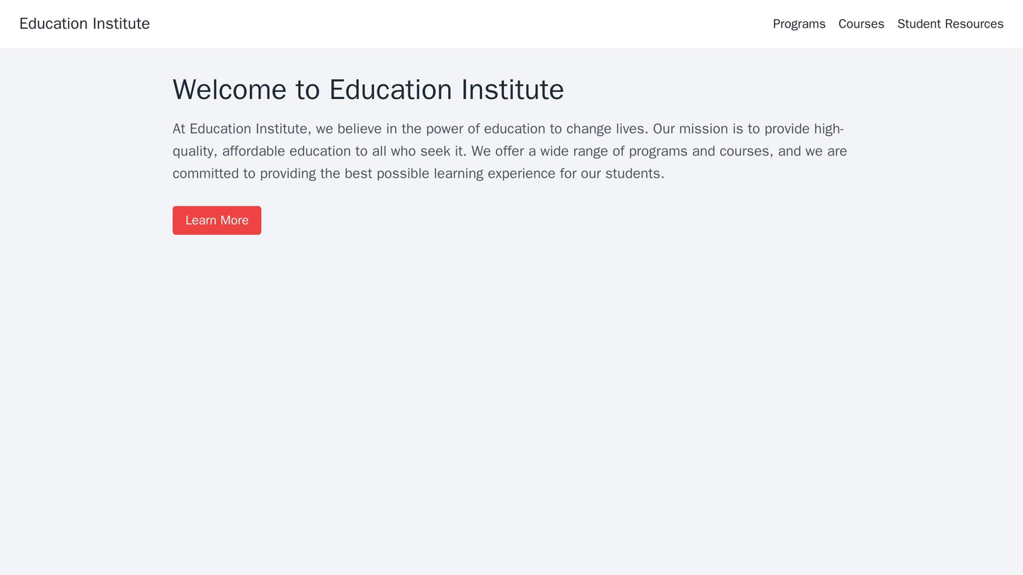 Education Institute: A combination of bold, clear typography and a clean design. A top navigation bar provides links to  Web Template 4166