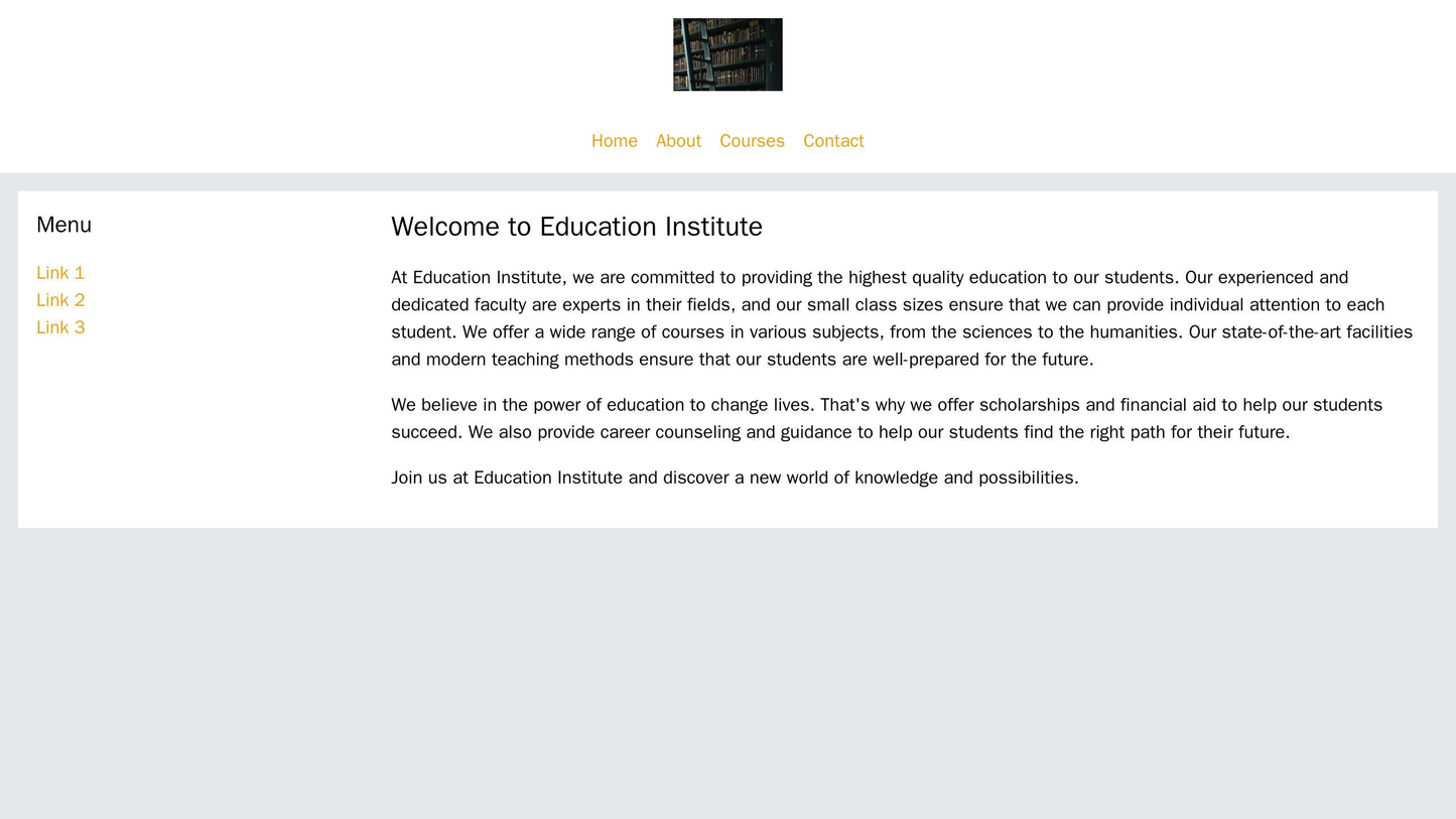 Education Institute: A professional and informative design with a centered logo, a horizontal navigation bar at the top, Web Template 4422