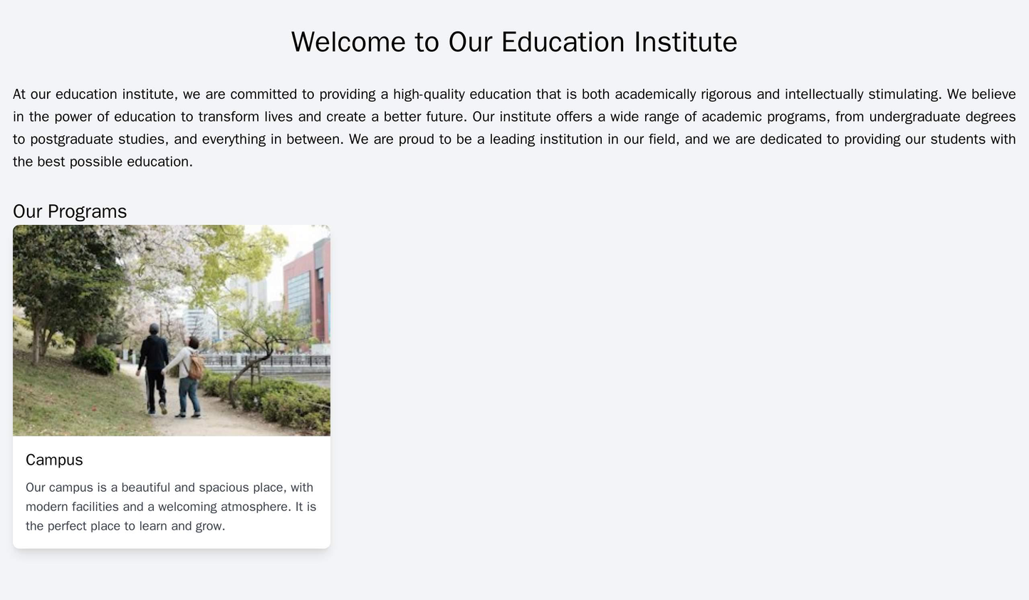 Education Institute: A modern design with a clear, organized layout featuring a centered, full-width header image, a top Web Template 4825