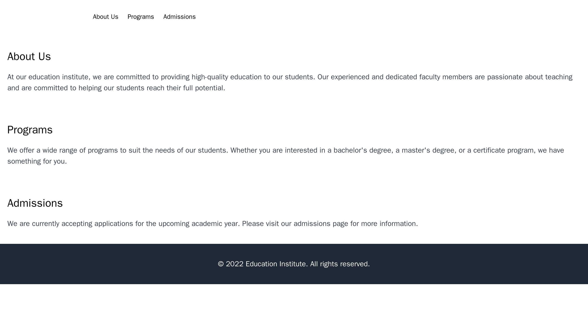 Education Institute Website: A multi-page layout with clear sections like About Us, Programs, Admissions, and a Contact  Web Template 4062