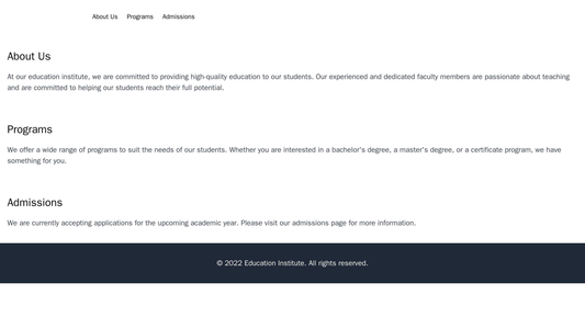 Education Institute Website: A multi-page layout with clear sections like About Us, Programs, Admissions, and a Contact  Web Template 4062