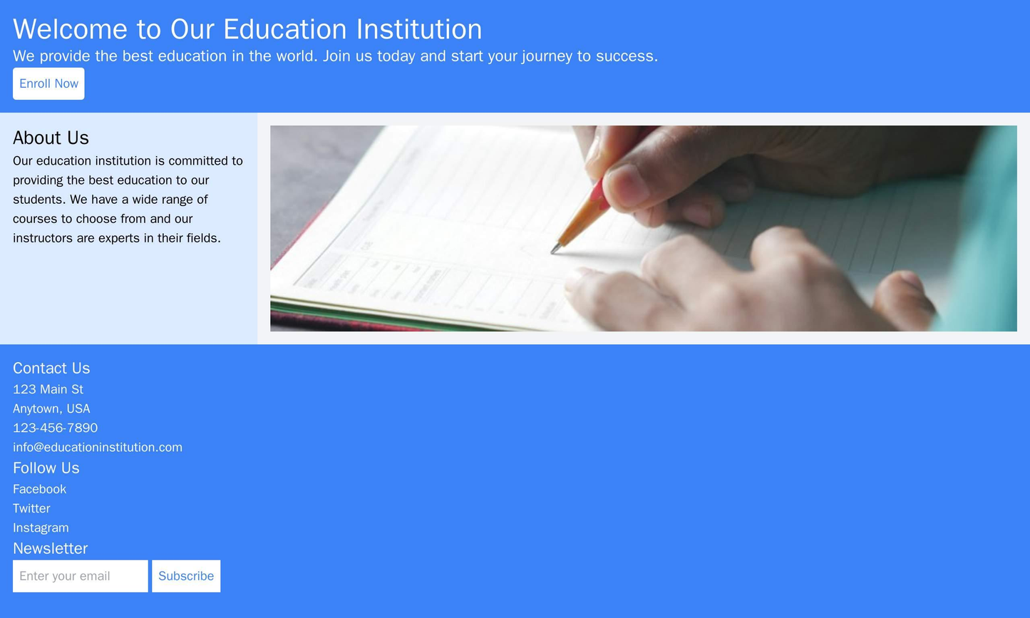 Education Institution: A clean and organized design with a left sidebar, a large header image, and a clear call-to-actio Web Template 3703