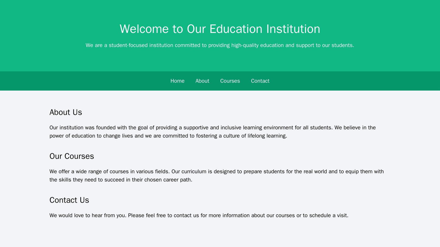 Education Institution: A student-focused layout with a large header image, a menu at the top with links to various depar Web Template 4212