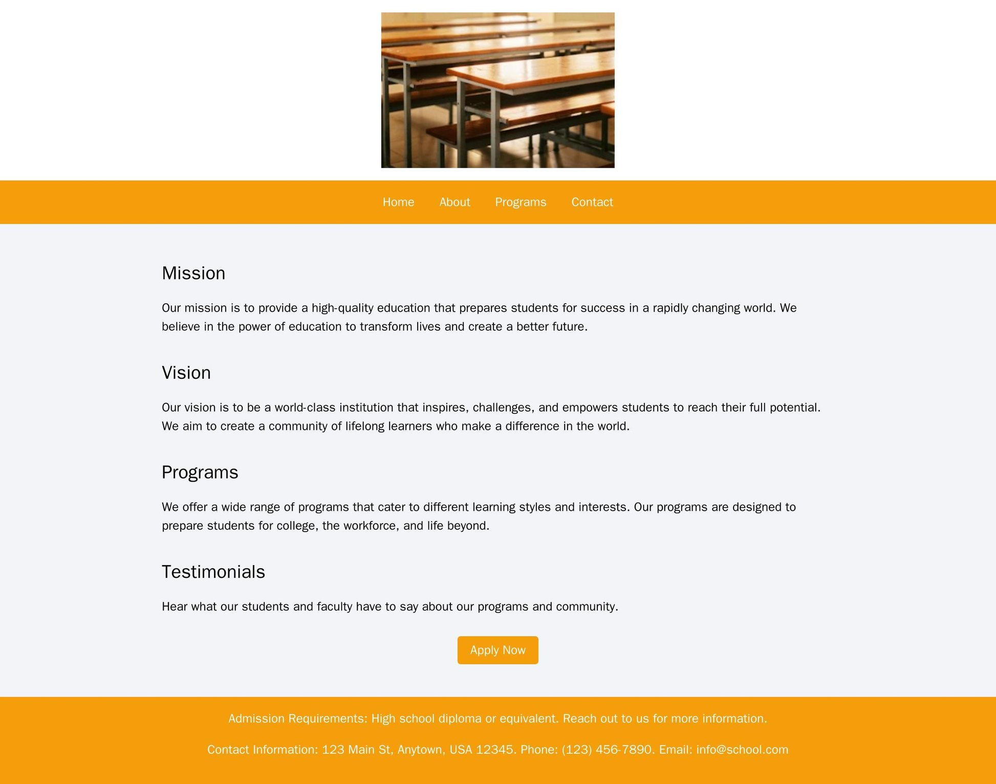 Education Institution: A bright and engaging design with a centered logo and a horizontal navigation menu. The homepage  Web Template 4342