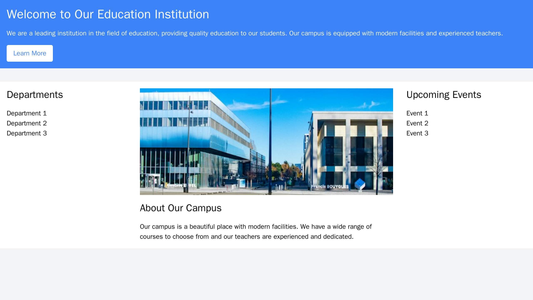 Education Institution: A clear and informative design with a top banner featuring a call-to-action button and a large ca Web Template 4554