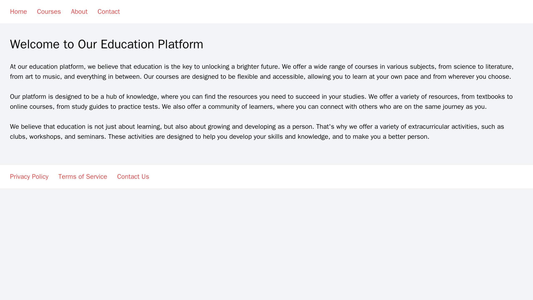 Education Platform: A card-style layout with a central search bar and featured courses appearing as cards below. The mai Web Template 3292