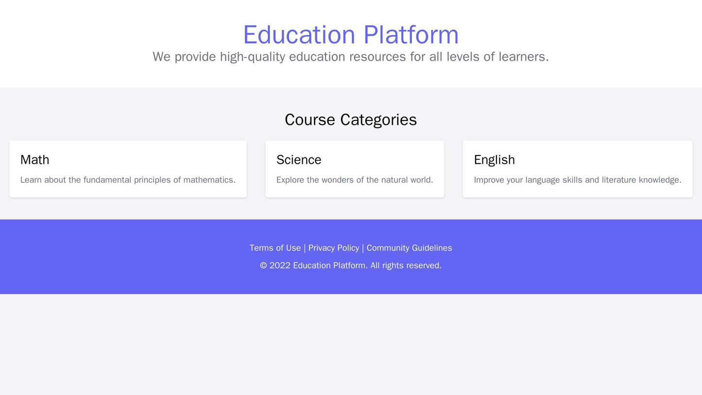 Education Platform: A multi-page design with a video header, a centered logo, and a clean, organized layout for course c Web Template 4109