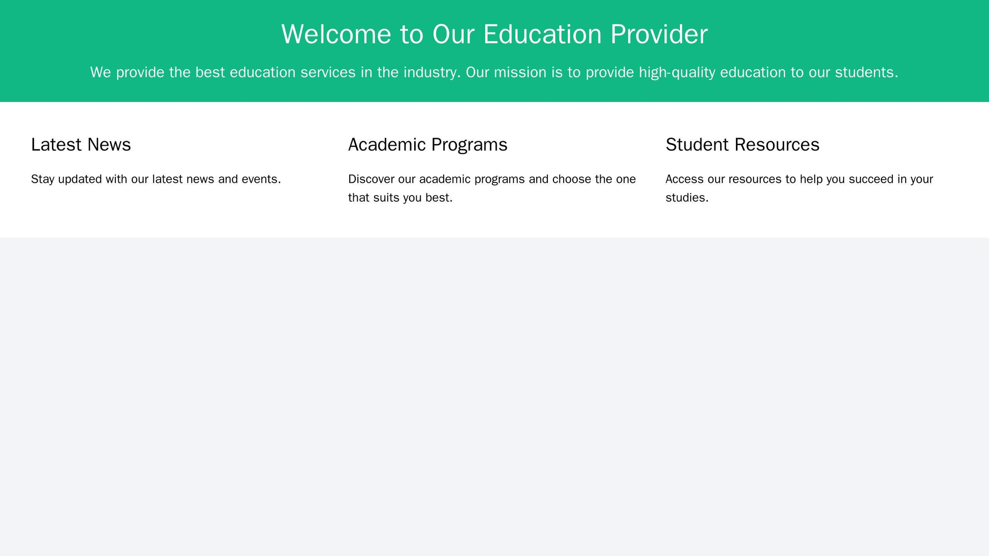 Education Provider: A design with a large, centeredbanner image and a menu across the top of the page. The main content  Web Template 3259