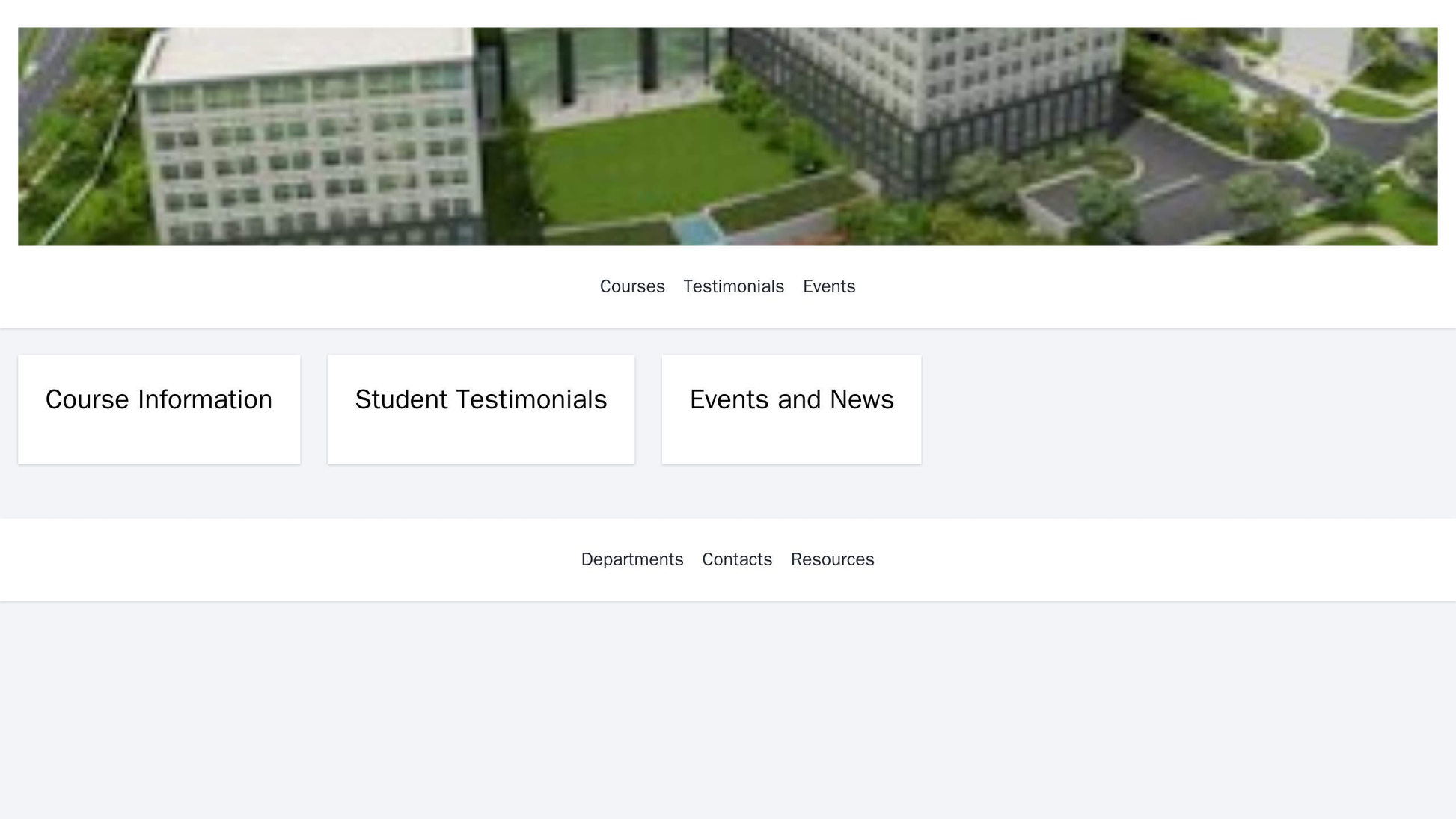 Educational Institute: A three-column layout with one column dedicated to course information, another to student testimo Web Template 3318