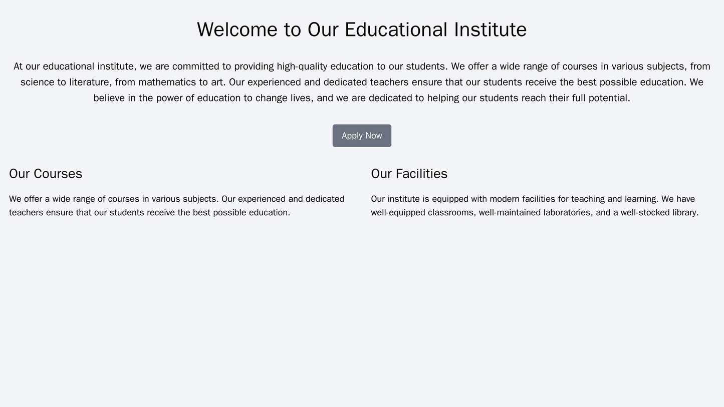 Educational Institute: An informative design with a clean, modern look and a prominent call-to-action button encouraging Web Template 4122