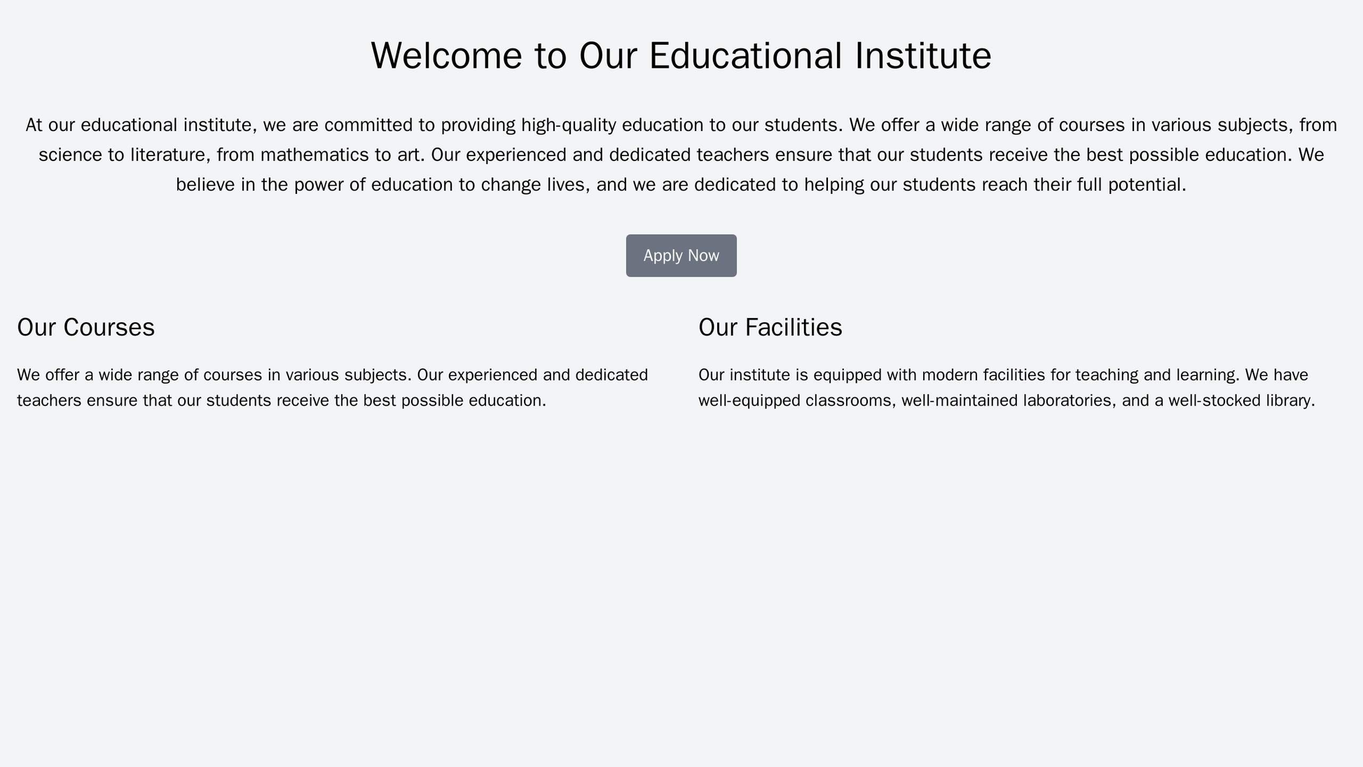 Educational Institute: An informative design with a clean, modern look and a prominent call-to-action button encouraging Web Template 4122