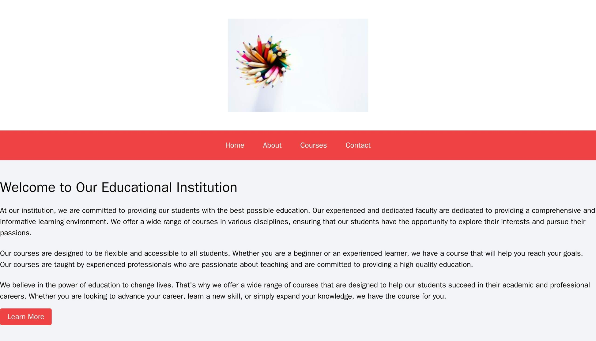 Educational Institution: A professional and informative layout with a centered logo, a top navigation bar, and a horizon Web Template 3069