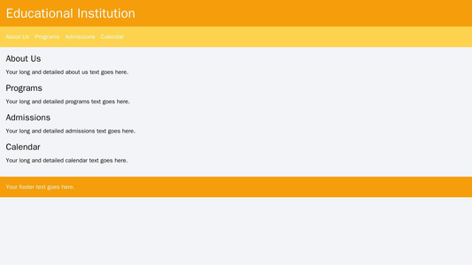 Educational Institution: A mobile-friendly design that includes informational sections like About Us, Programs, Admissio Web Template 3529