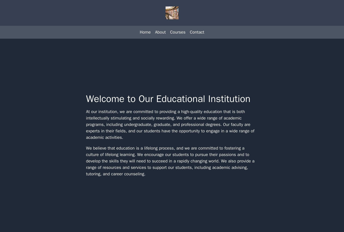 Educational Institution: A more formal layout with a symmetrical design, with a centered logo, a primary navigation menu Web Template 3621