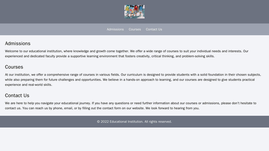 Educational Institution: A clean, informative website with a centered logo and a horizontal navigation bar including pag Web Template 3840