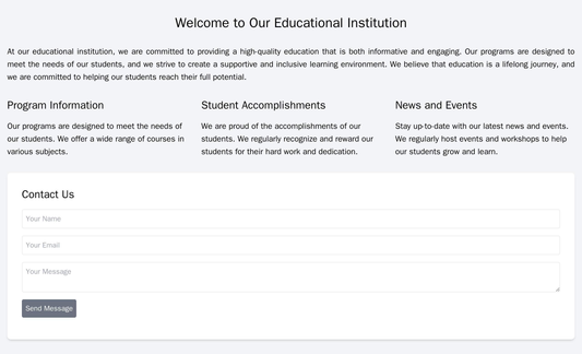 Educational Institution: A informative and engaging website design with a full-width image of a campus or classroom, a c Web Template 4313