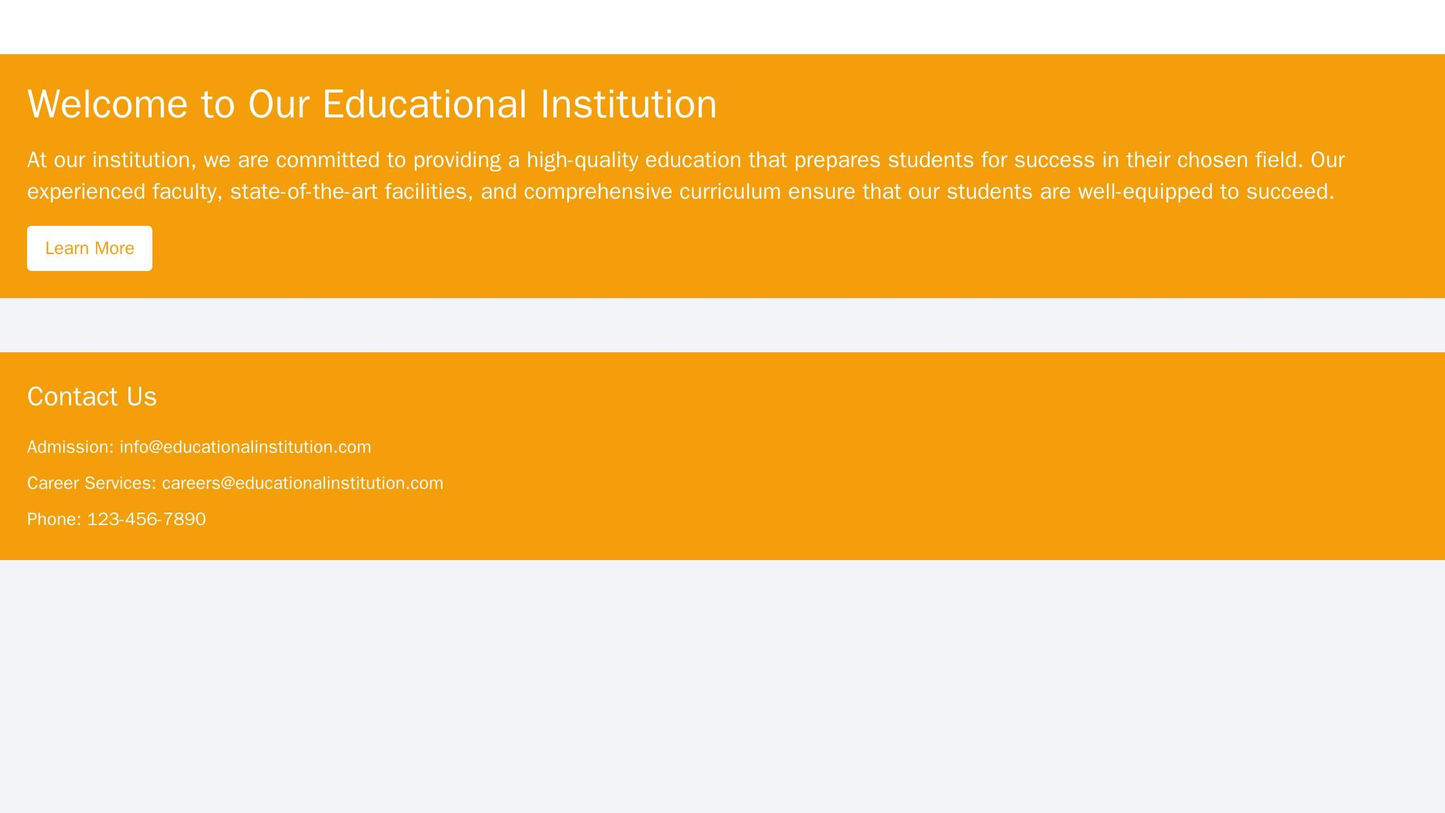 Educational Institution: A drop-down menu-based layout with a central image slider and call-to-action button, a footer w Web Template 4477