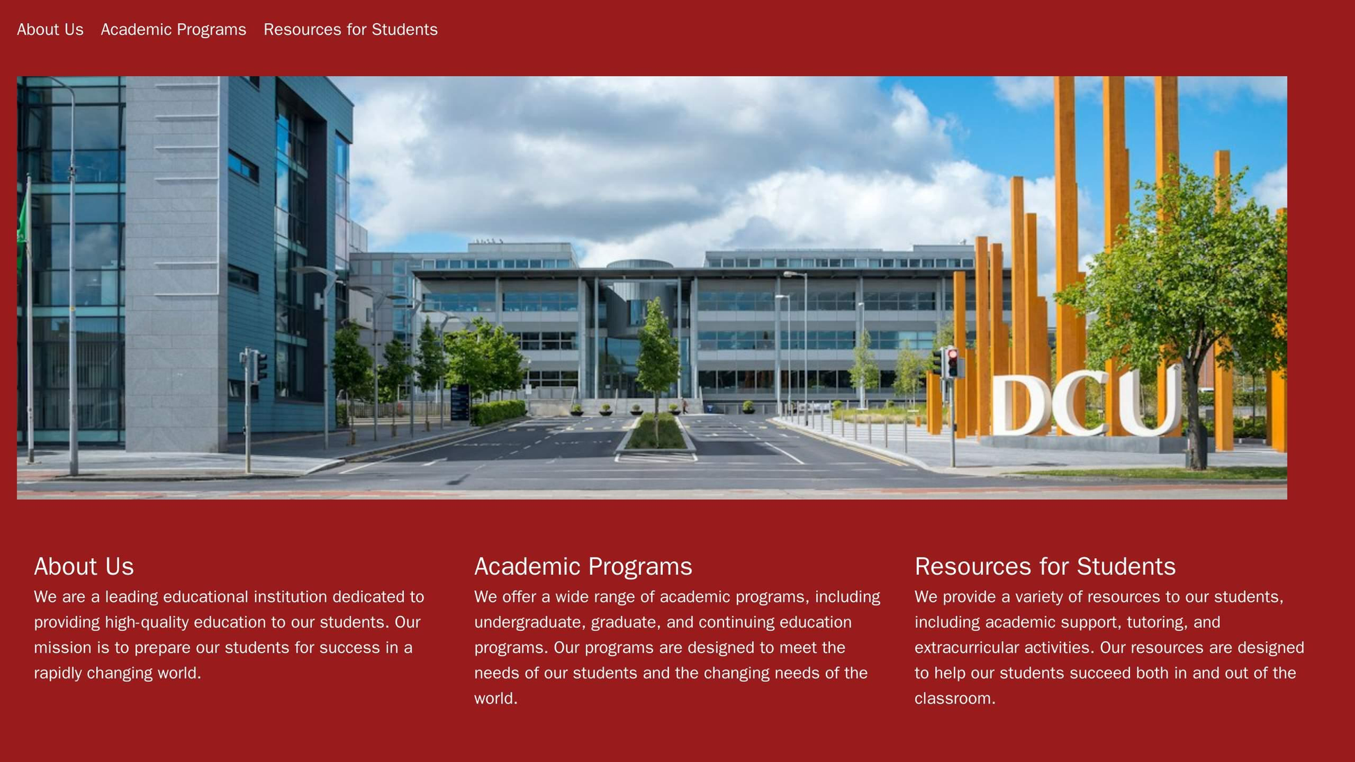 Educational Institution: A clean and informative design with a horizontal navigation bar at the top, a large banner show Web Template 4758