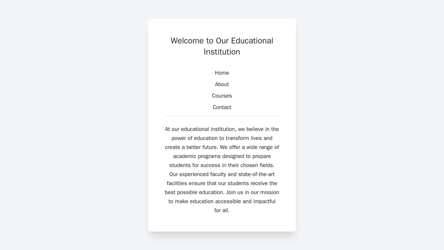 Educational Institution: A minimalist design with a centered logo, a horizontal navigation menu, and a background image  Web Template 4787