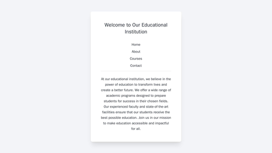 Educational Institution: A minimalist design with a centered logo, a horizontal navigation menu, and a background image  Web Template 4787