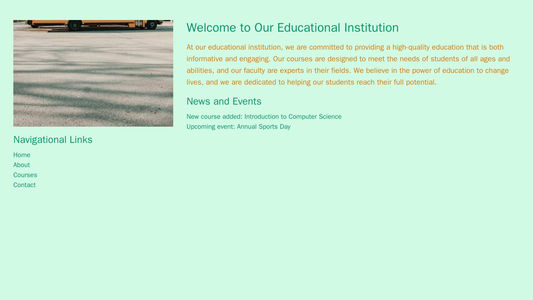 Educational Institution: An educational and informative design, with a centered logo, a left column for navigational lin Web Template 4932