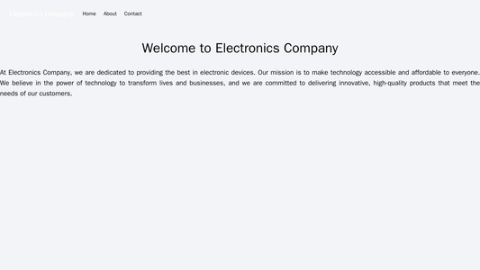 Electronics Company: A minimalist layout with a large, high-definition image of an electronic device as the background.  Web Template 2405