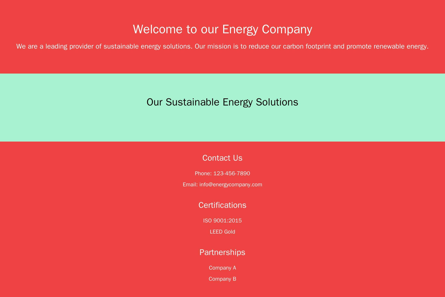 Energy Company: A wide, horizontal layout showcasing their sustainable energy solutions. An interactive infographic belo Web Template 4476