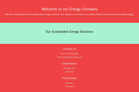 Energy Company: A wide, horizontal layout showcasing their sustainable energy solutions. An interactive infographic belo Web Template 4476