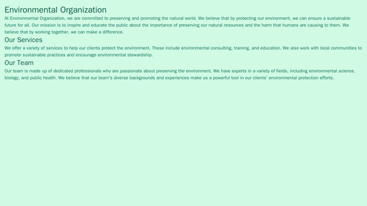 Environmental Organization: A nature-inspired design with a full-screen image background, a horizontal menu bar, and a c Web Template 3447
