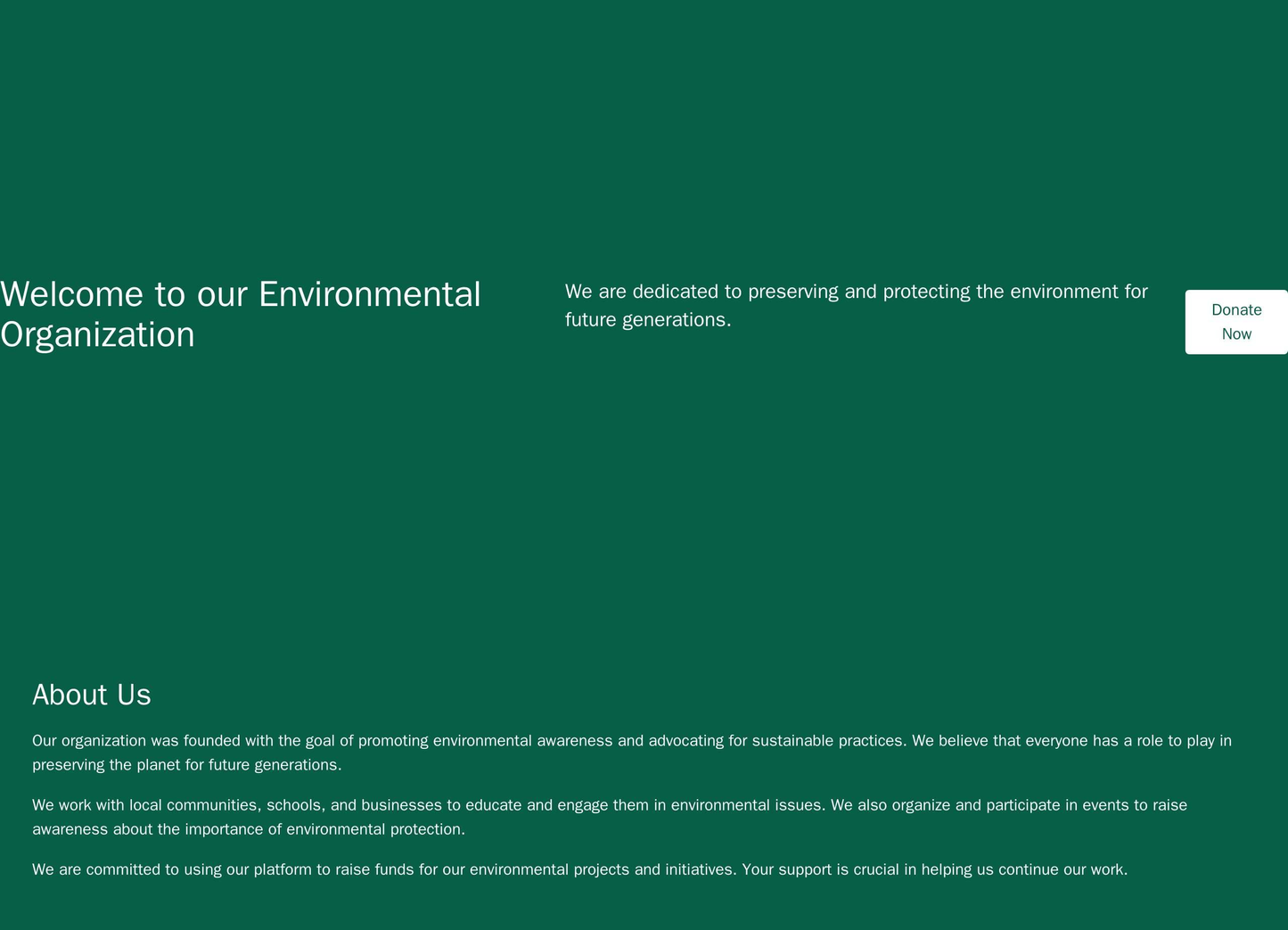 Environmental Organization Website: A video background of nature, a call-to-action button for donations prominently disp Web Template 4565