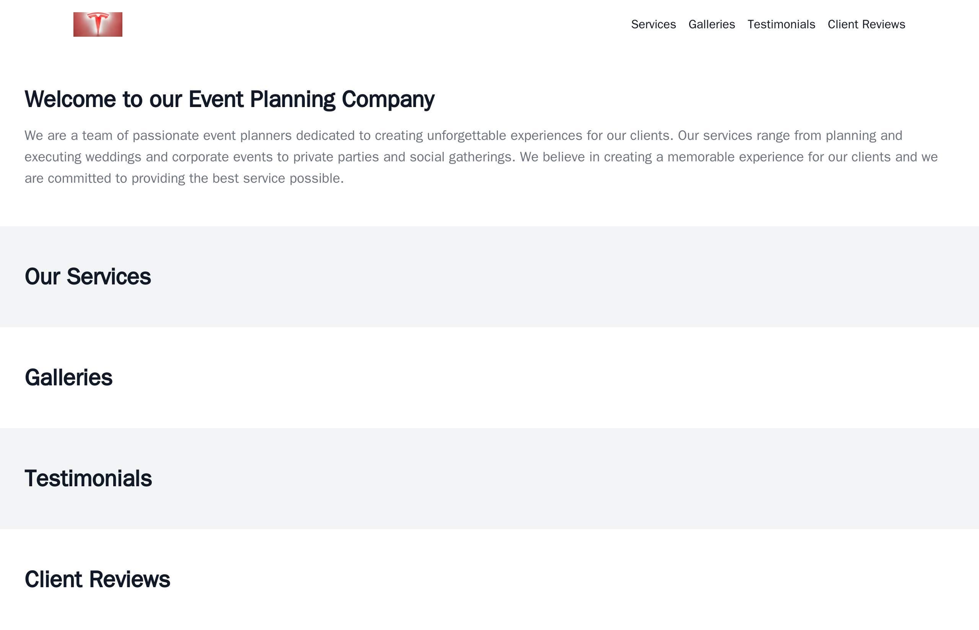 Event Planning Company: A vibrant and detailed design with a centered logo, a top navigation bar, and an appealing hero  Web Template 2269