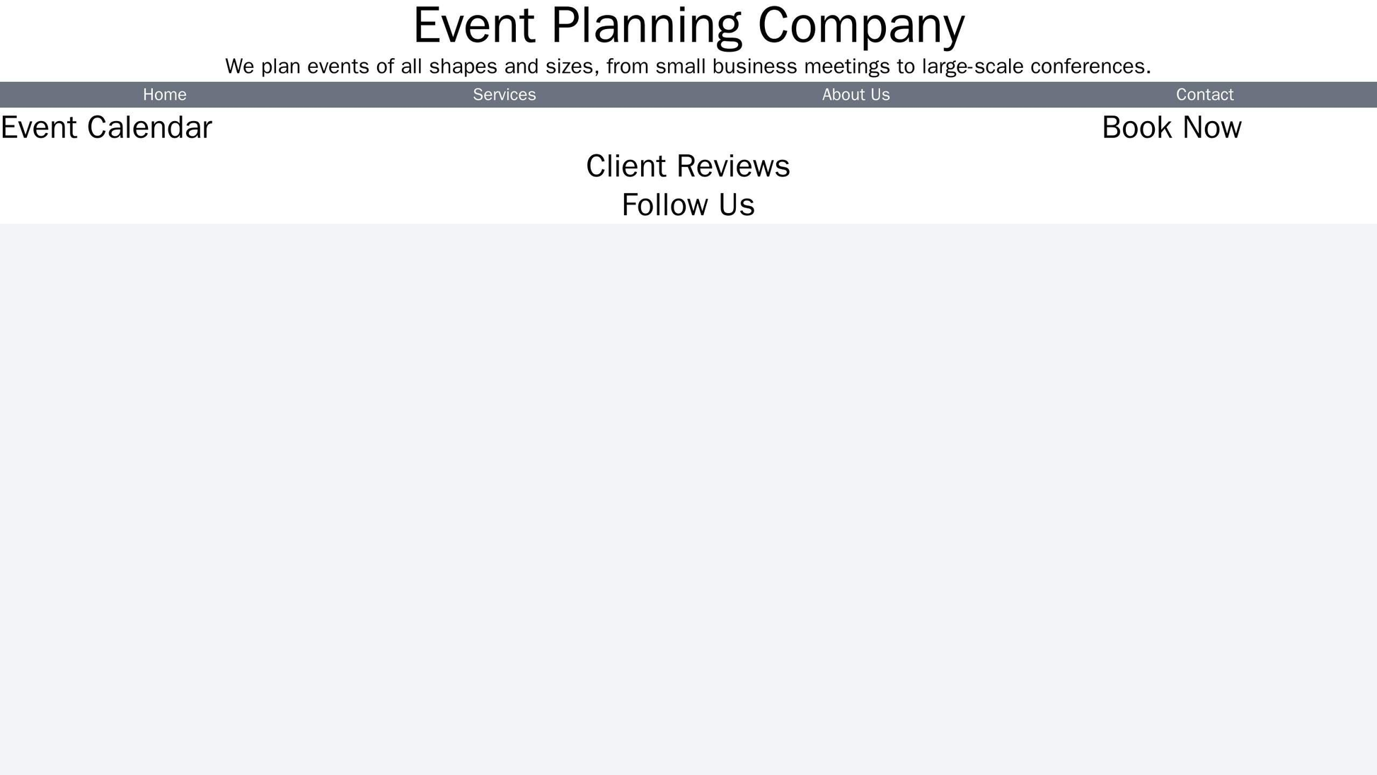 Event Planning Company: A vibrant and engaging design with a full-width event calendar, a prominent call-to-action for b Web Template 3732