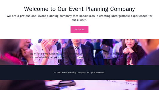 Event Planning Company: A scrolling homepage design, showcasing stunning visuals of past events and including a prominen Web Template 4653