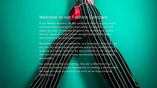 Fashion Company: A one-page design with a full-width image carousel featuring the latest clothing lines, a left sidebar  Web Template 4905