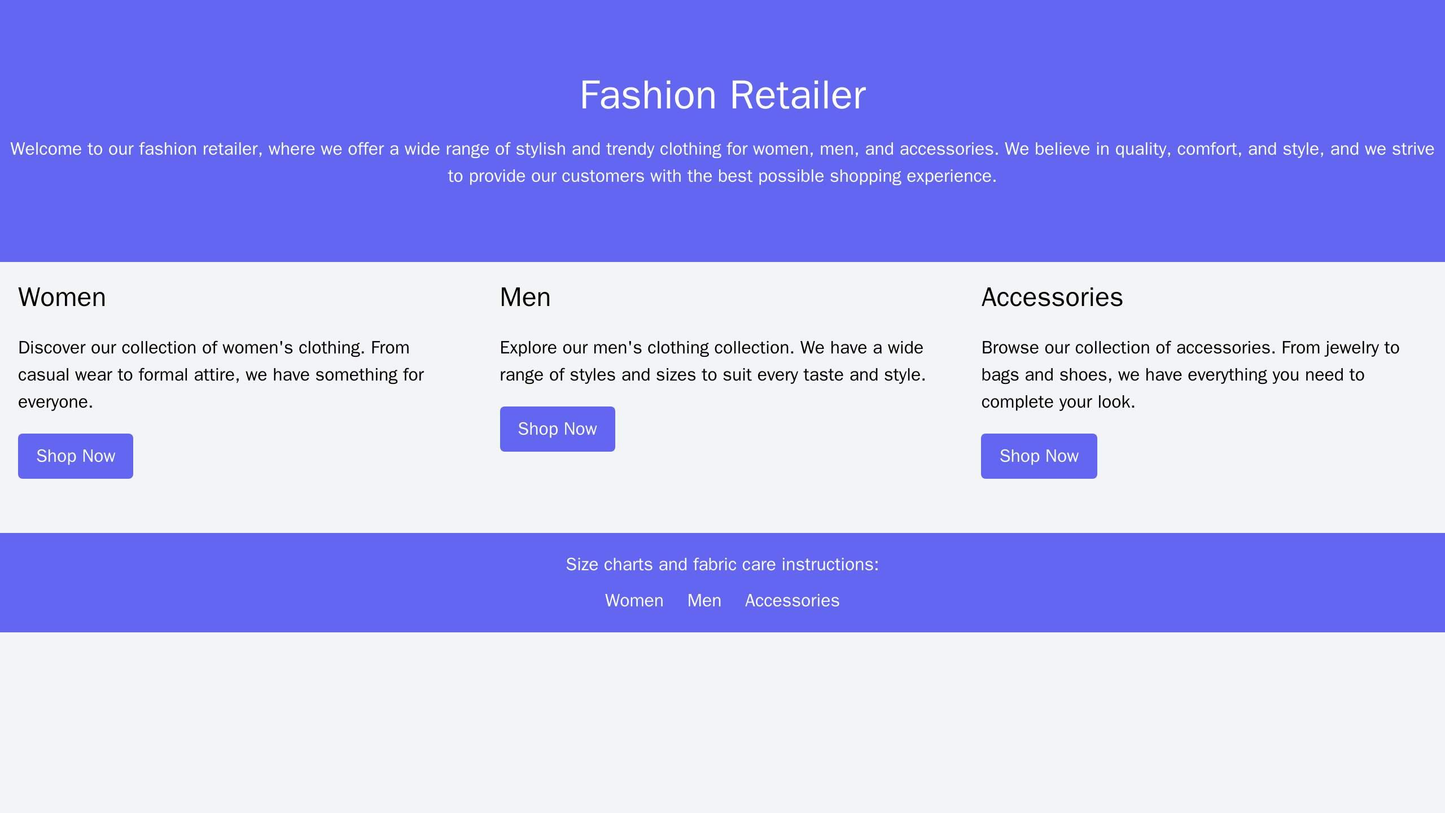 Fashion Retailer: A clean and modern design with a lifestyle image in the header, a centered logo, three columns for Wom Web Template 4004