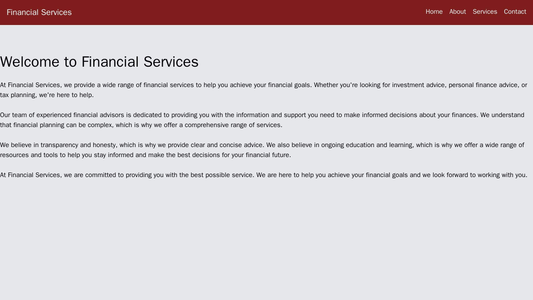 Financial Services: A conservative color palette, a fixed top navigation bar, and a white space-dominated layout. A prof Web Template 3118