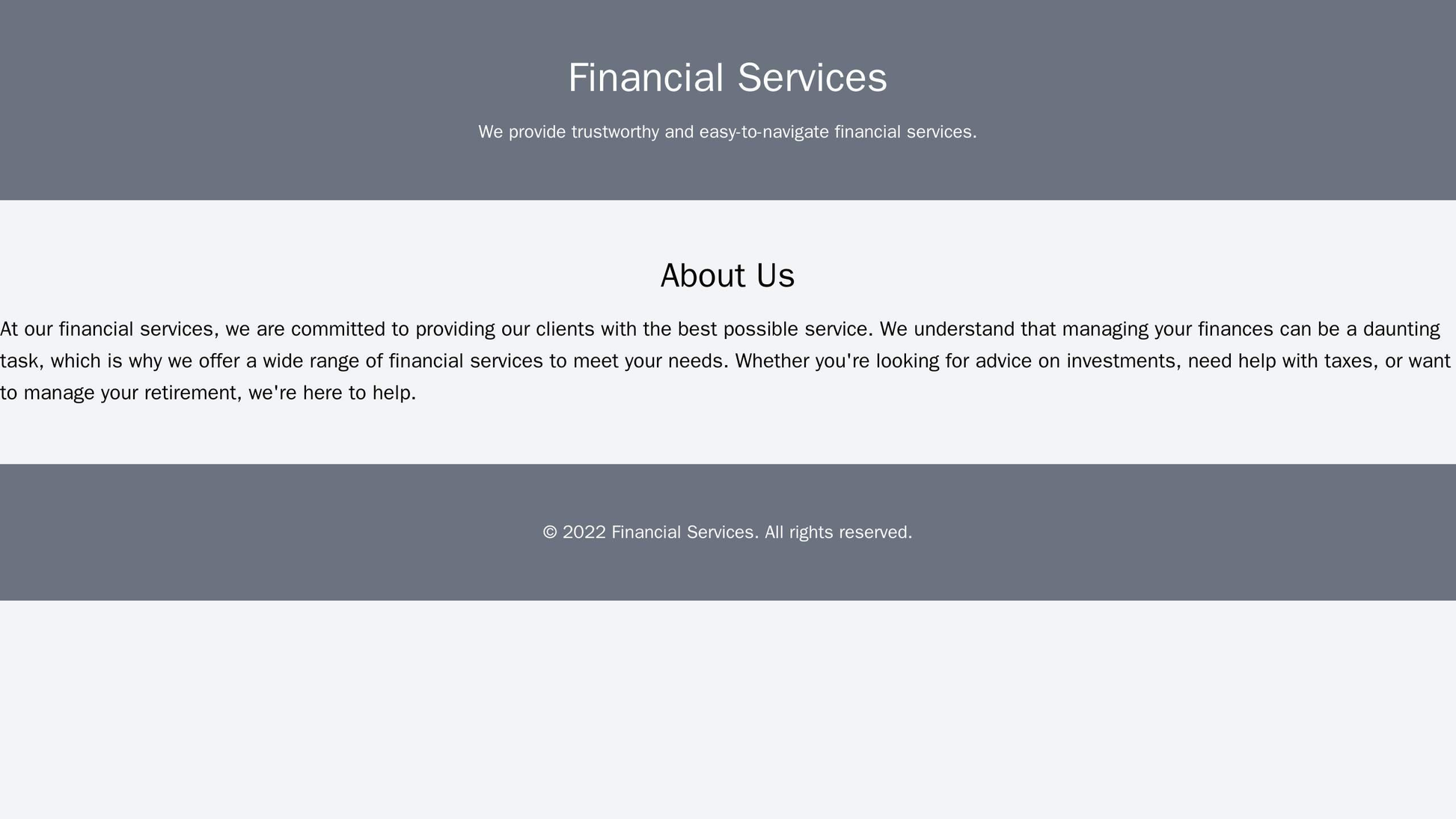 Financial Services: A trustworthy, easy-to-navigate design with a clean color palette, clear calls-to-action, easy-to-re Web Template 4147